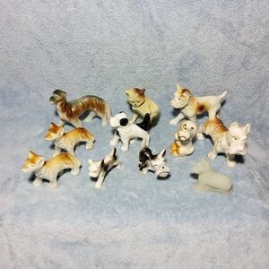Lot Of 11 Vintage Miniature Porcelain Dog & Cat Figurines Made In Japan